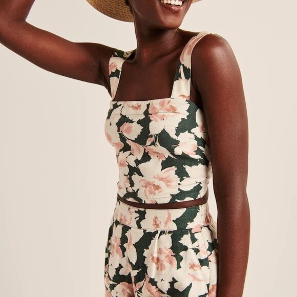 Abercrombie & Fitch Tropical Floral Print Linen TOP and SKIRT - Picture 2 of 7